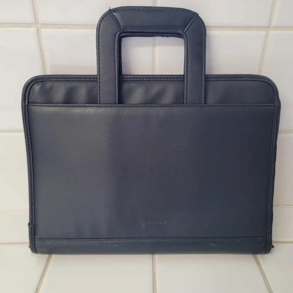 Black Foray Faux Leather Compartment/Organizer Bag